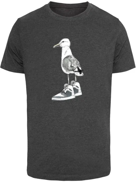 Mister Tee Tricou gri închis / negru alb