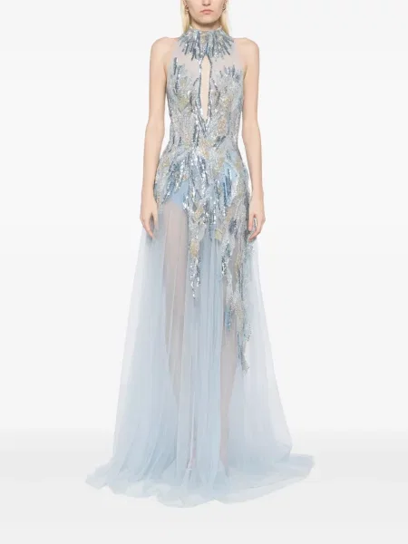 Rochie Saiid Kobeisy cu broderie de costum albastru