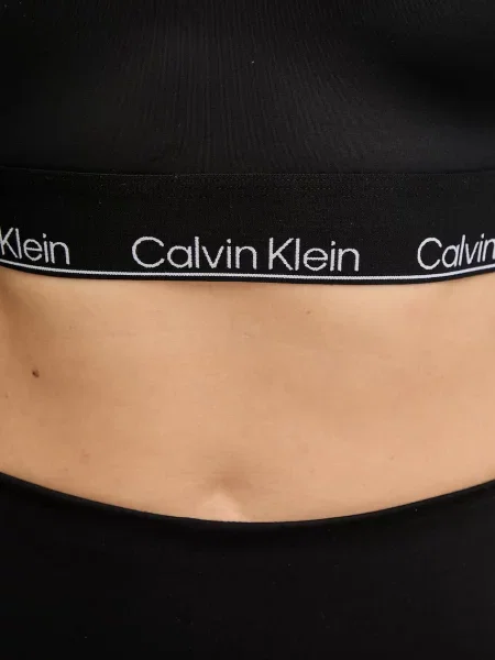 Hosszú ujjú hosszú felső Calvin Klein fekete