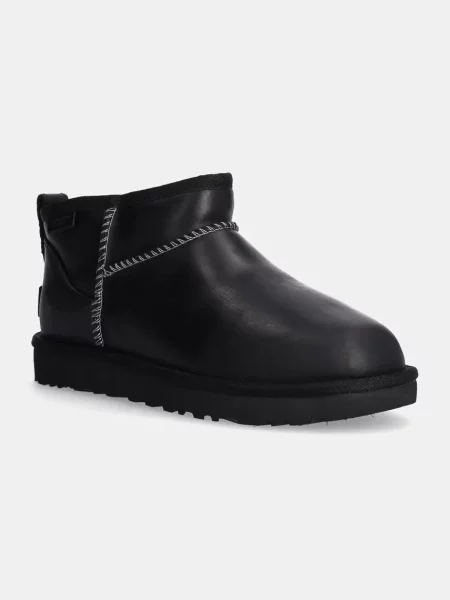 UGG bocanci de piele Classic Ultra Mini Lthr Regen negru