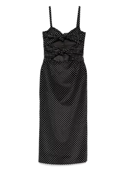 Rochie midi Racil cu buline până la genunchi de costum negru
