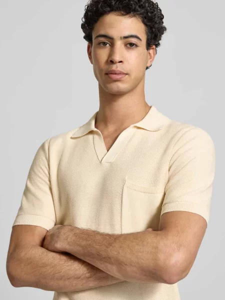Koszulka polo o kroju slim fit o wyglądzie dzianiny Replay beżowa