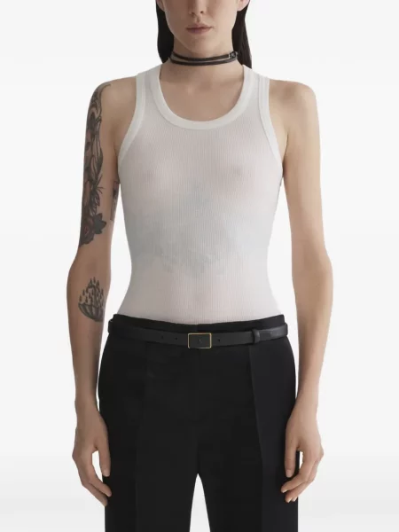Top Mugler alb