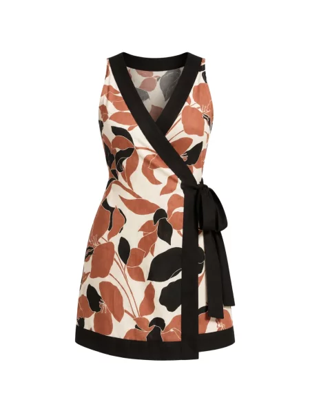 Rochie mini Seafolly cu model floral cu imagine plic maro