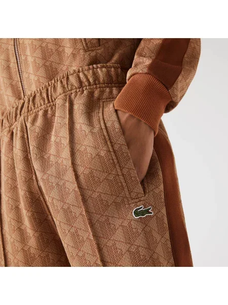 Lacoste Spodnie Dresowe Z Nadrukiem Monogramu brązowe