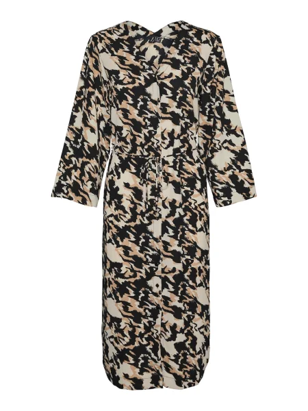 VERO MODA Košeľové šaty NORA béžová / piesková čierna
