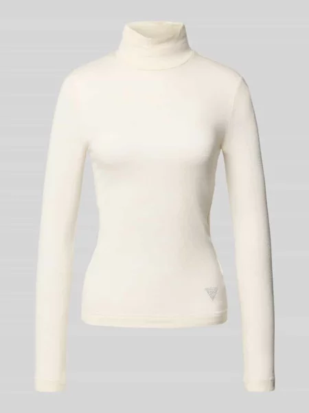 Lekki sweter Guess z długim rękawem ze stójką beżowy