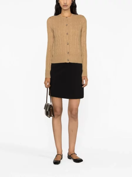 Kardigan Polo Ralph Lauren o krotszym kroju zwężany w jodełkę szary