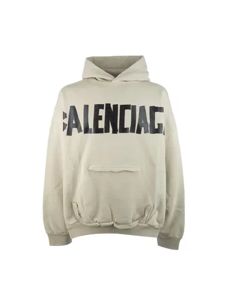 Bluza z kapturem Balenciaga z dziurami beżowa