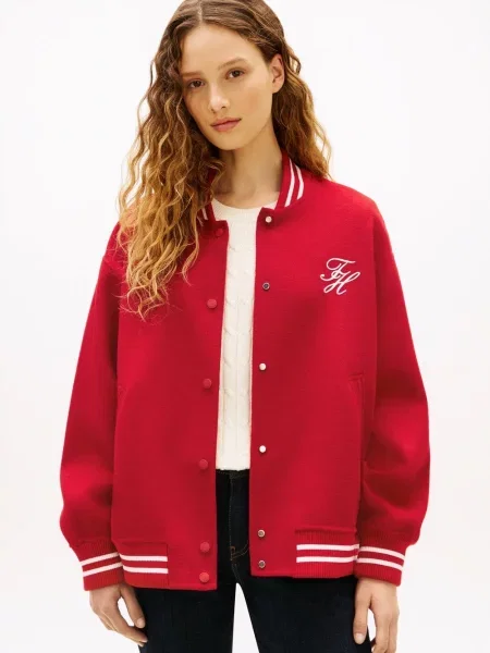 Tommy Hilfiger wełniana kurtka bomber Kobiety jednolity 34 czerwony
