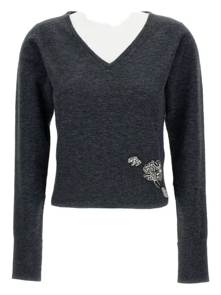 Pulover Erdem cu decolteu în V gri