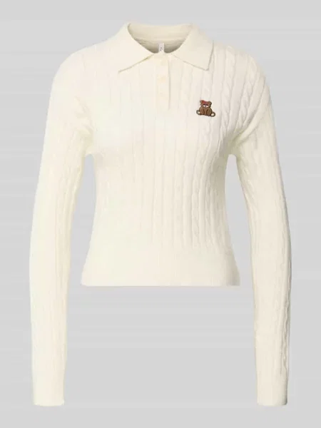 Koszulka polo o kroju slim fit z mieszanki model ‘KATIA’ Only białe