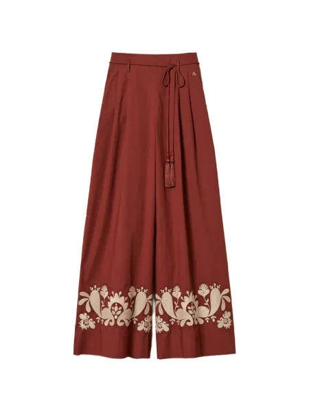 Pantaloni palazzo Twinset cu model floral roșu