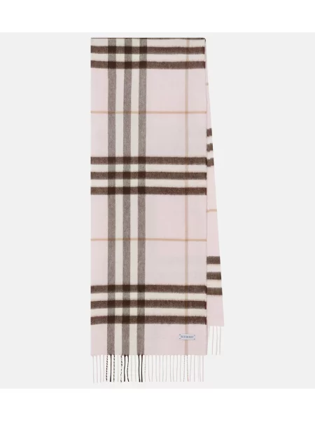 Šal Burberry od kašmira karirani ružičasta