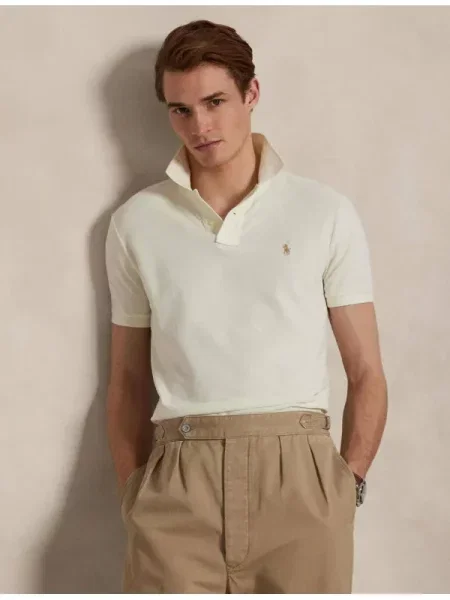 Tricou polo Polo Ralph Lauren plasă bej