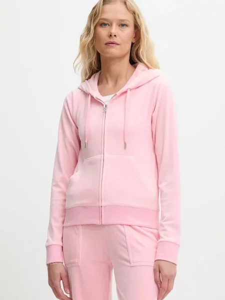 Juicy Couture bluza z kapturem gładka różowy