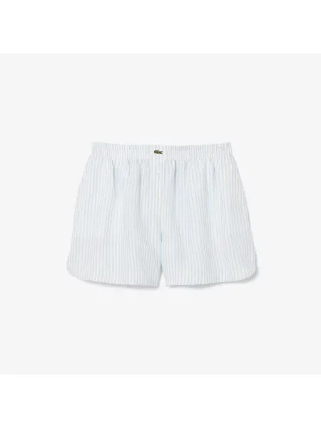 Lacoste Luźne Lniane Szorty W Paski niebieskie