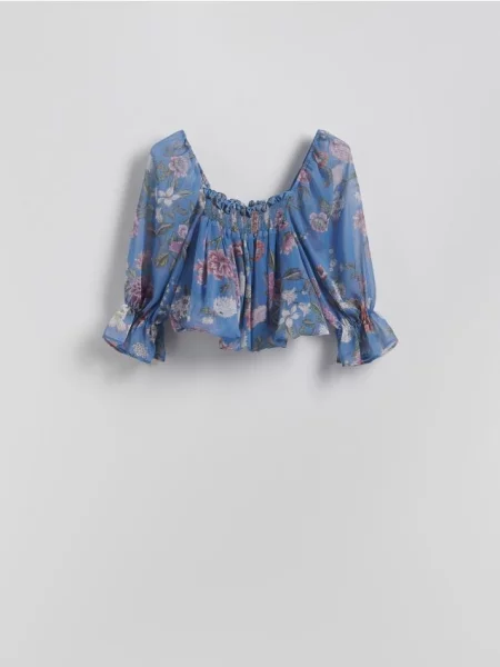 Reserved Bluză cu volănașe și model multicolor