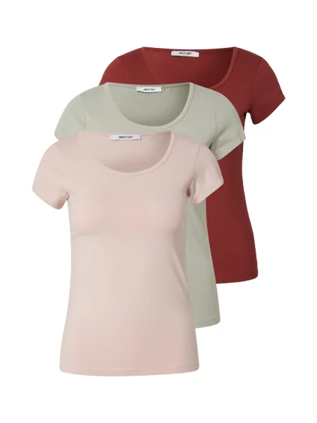 ABOUT YOU Tricou Madlin verde pastel / roz / bordeaux roșu