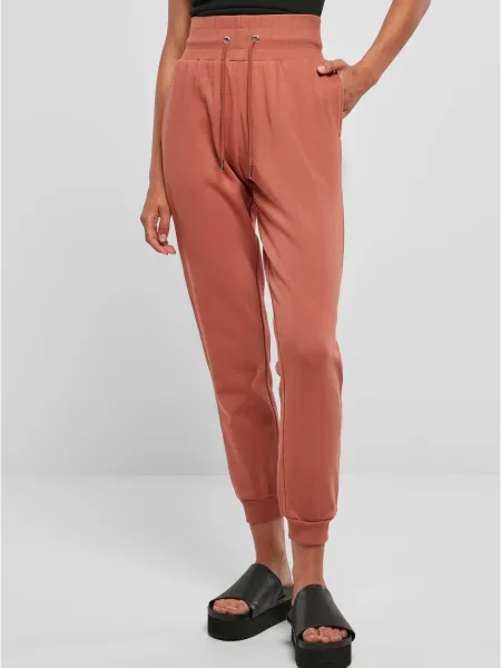 Športne hlače Urban Classics z visokim pasom rdeča