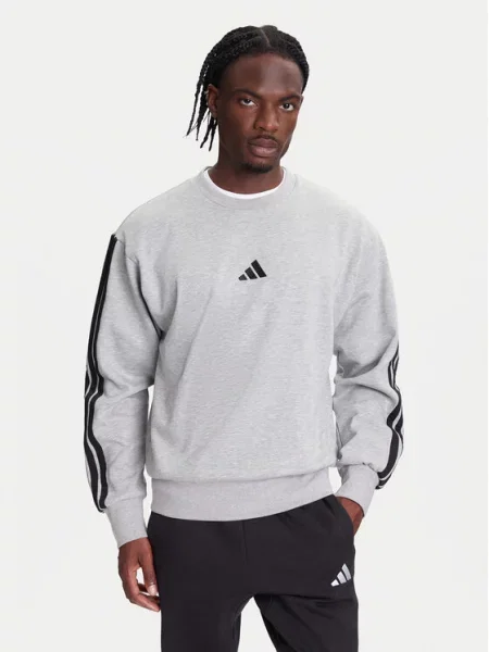 ADIDAS SPORTSWEAR Sportovní mikina ESSENTIALS THREE STRIPES FLEECE šedá černá