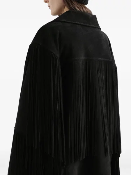 Palton Dolce & Gabbana cu franjuri plisat negru