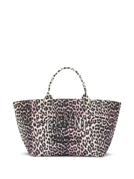 Geantă Ganni cu imagine cu model leopard negru