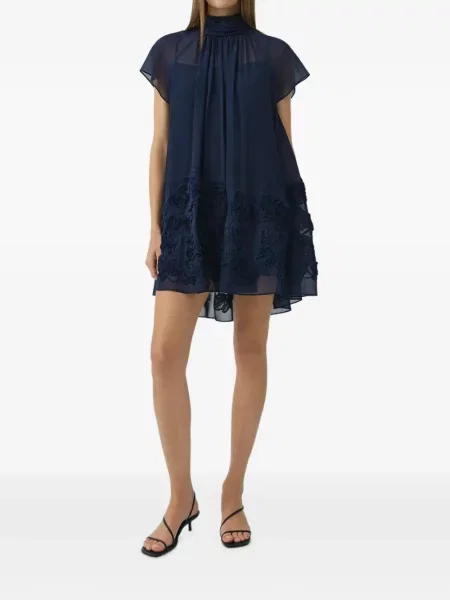 Rochie mini Simkhai cu model floral cu aplicații albastru