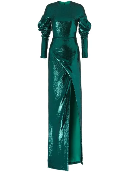 Rochie maxi Genny cu paiete de costum verde