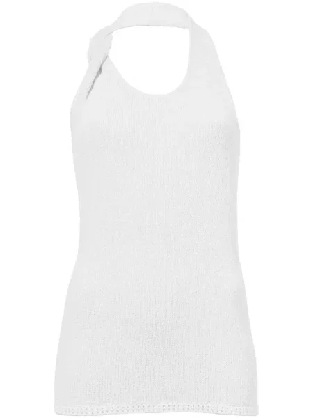 Top Proenza Schouler tricotate cu gât halter alb