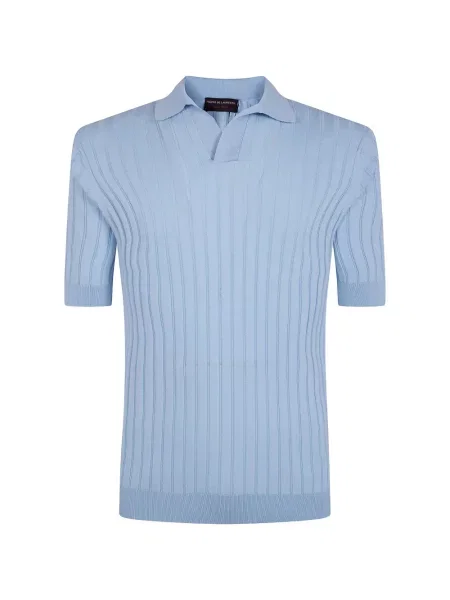 Gulerat tricou Filippo De Laurentiis tricotate albastru