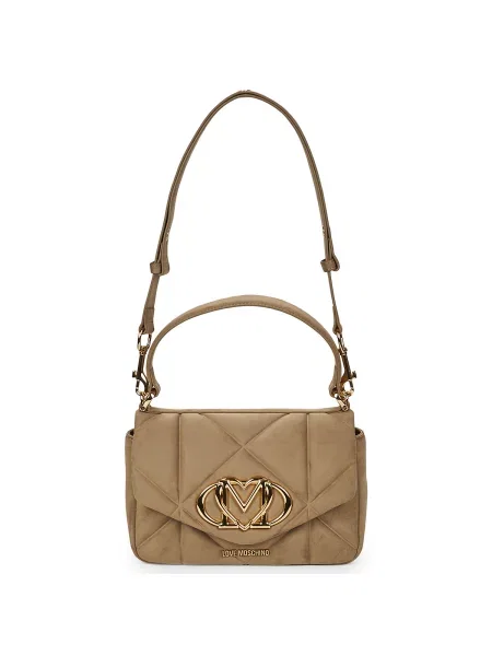 Crossbody torbica Love Moschino iz semiša bež