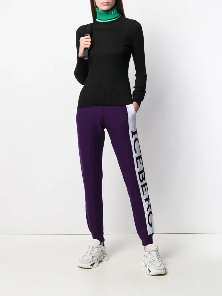 Pantaloni Iceberg alergare cu autograf violet