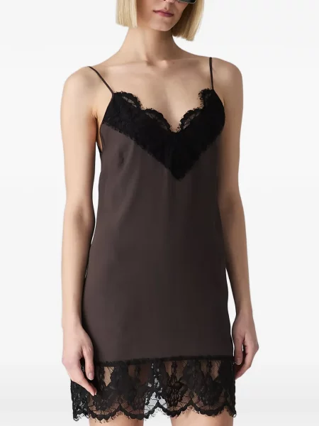 Rochie mini Vera Wang din dantelă maro