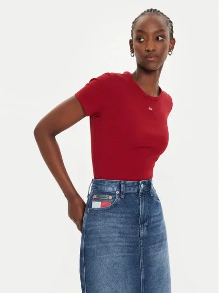Тениска Tommy Jeans бордо
