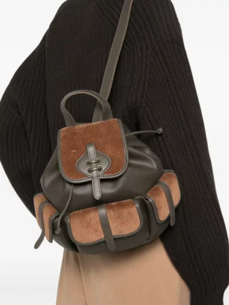 Rucsac Coccinelle de catifea cord gri