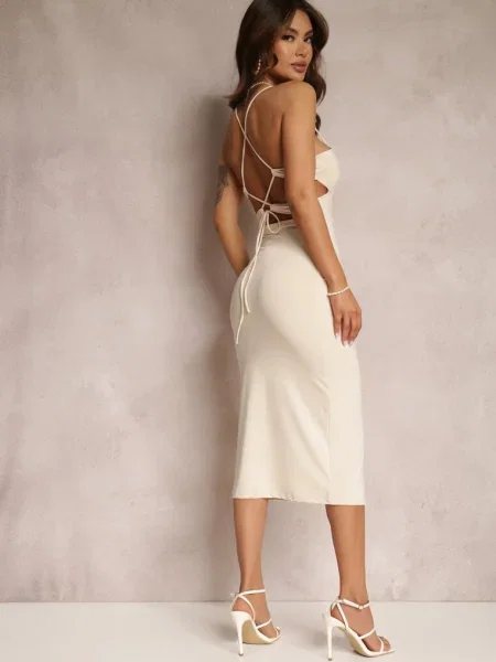 Rochie deschis Sadoul bej