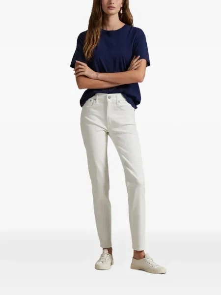 Iš natūralios odos trumpas dryžuotos polo marškinėliai Polo Ralph Lauren pilka