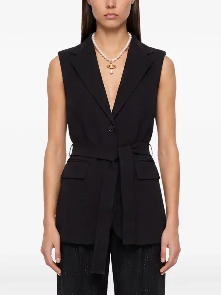 Cu centură top Weekend Max Mara fără mâneci negru