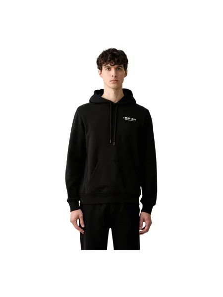 Bluza z kapturem Trussardi z kapturem z logo ze sznurkiem czarna