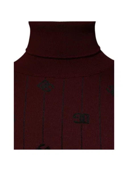 Dzianinowy sweter z golfem Dolce And Gabbana z logo czerwony