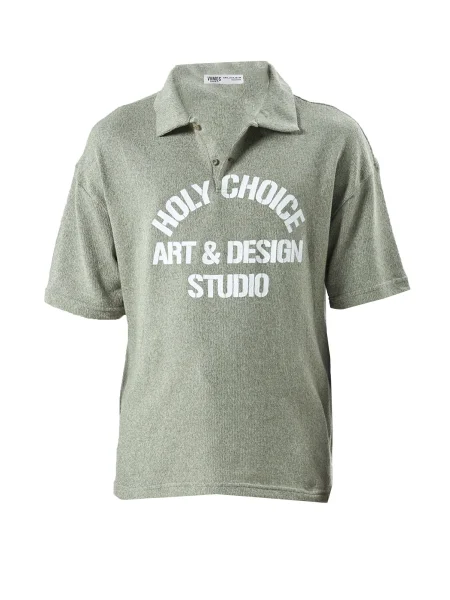 VAMOS CLO Tricou Broom kaki alb