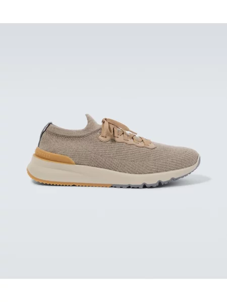 Sneakerși Brunello Cucinelli tricotate gri
