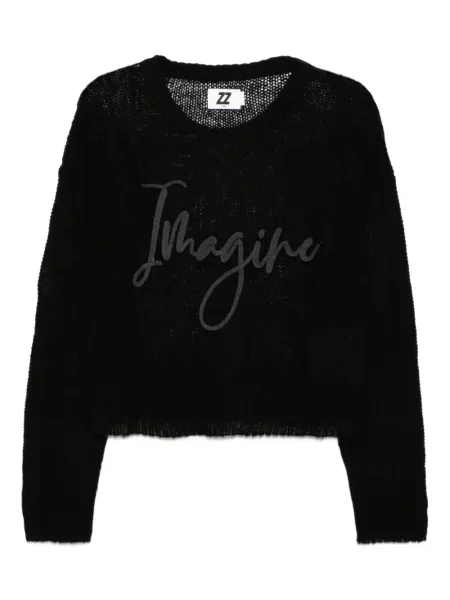 Haftowany przezroczysty sweter Izzue czarny