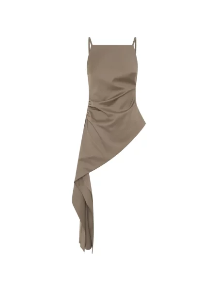 Top Anna Quan asimetric drapat maro