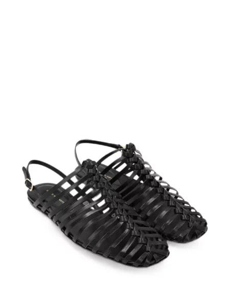 Sandale Dries Van Noten din piele țesuți negru