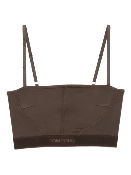 Haftowana podkoszulka Tom Ford brązowa