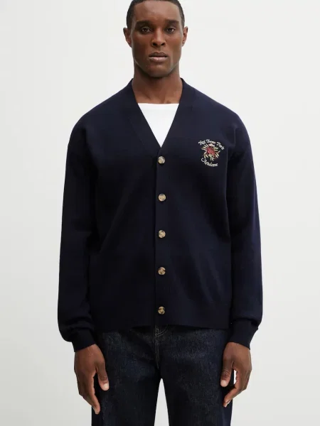 Vuneni kardigan Drôle de Monsieur Le Cardigan Slogan Rose plava