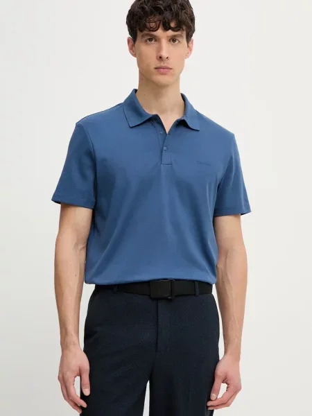 Calvin Klein polo z bawełną granatowa