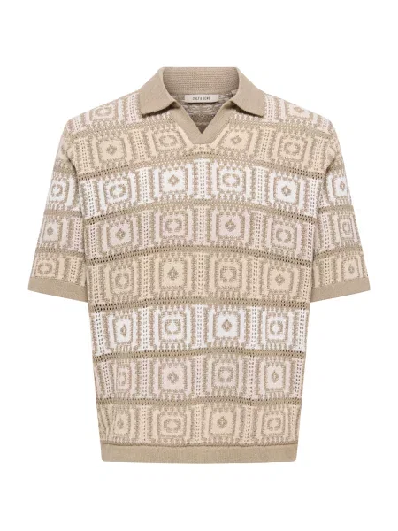 Only & Sons Svetr cappuccino / mokka bílá